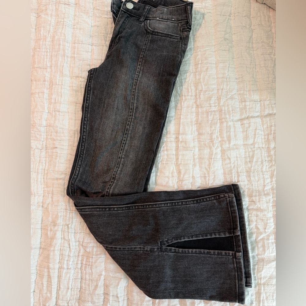 Dark Gray/Black Girls bell bottom Jeans 7/8long